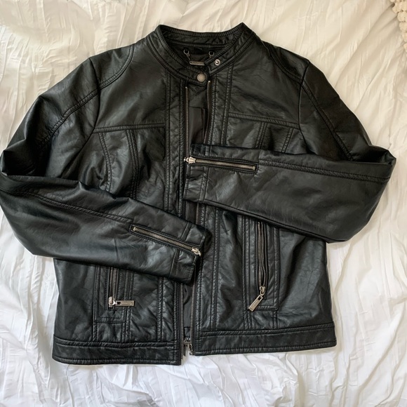 Black Vegan Leather Jacket - Picture 1 of 8